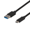 UTGATT1 Deltaco Gen1 USB-A till USB-C 3A 60W Kabel 1m - Svart