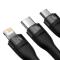 BASEUS Baseus 3in1 USB-A till USB-C Lightning microUSB kabel 100W 1.2m
