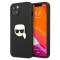 KARL LAGERFELD Karl Lagerfeld Läder Ikonik Karl`s Head Metal Skal iPhone 13 Mini - Svart