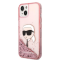 KARL LAGERFELD Karl Lagerfeld iPhone 14 Plus Skal Liquid Glitter Head - Rosa