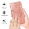 OEM iPhone 14 Plus Plånboksfodral Butterfly Flower Imprinted - Rosa Guld