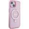 Guess Guess Mobilskal till iPhone 15/14 Plus Magsafe Ringställ Script Glitter - Rosa