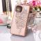 OEM iPhone 14 Plus Plånboksfodral Butterfly Flower Imprinted - Rosa Guld