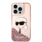 KARL LAGERFELD Karl Lagerfeld iPhone 14 Pro Max Skal Liquid Glitter Head - Rosa