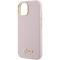 Guess Guess Mobilskal till iPhone 15 Silikon Script Metal Logo - Rosa