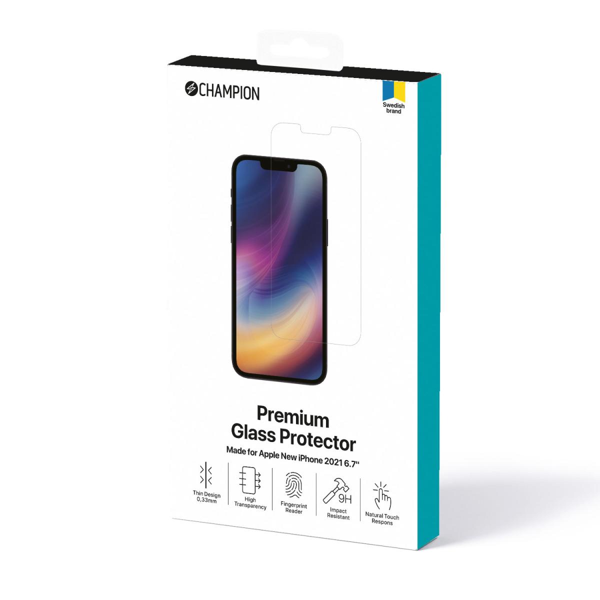 Champion Champion Härdat Glas Skärmskydd till iPhone 13 Pro max - Clear