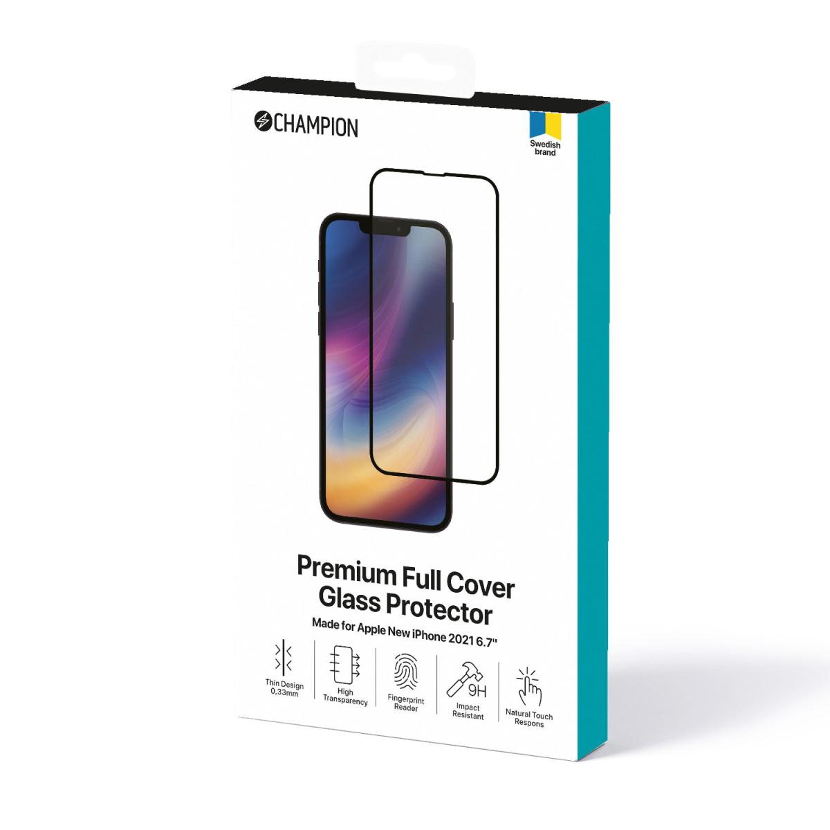 Champion Champion Härdat Glas Skärmskydd till iPhone 13 Pro Max - Svart