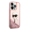 KARL LAGERFELD Karl Lagerfeld iPhone 14 Pro Max Skal Liquid Glitter Head - Rosa