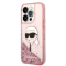 KARL LAGERFELD Karl Lagerfeld iPhone 14 Pro Max Skal Liquid Glitter Head - Rosa