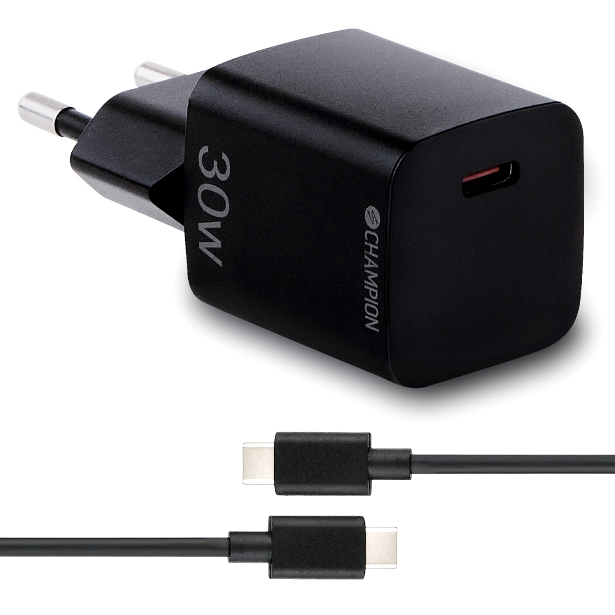 Champion Champion Snabbladdare Kit USB-C till USB-C 30W PD - Svart
