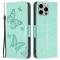A-One Brand iPhone 14 Pro Max Plånboksfodral Butterflies Imprinted - Turkos
