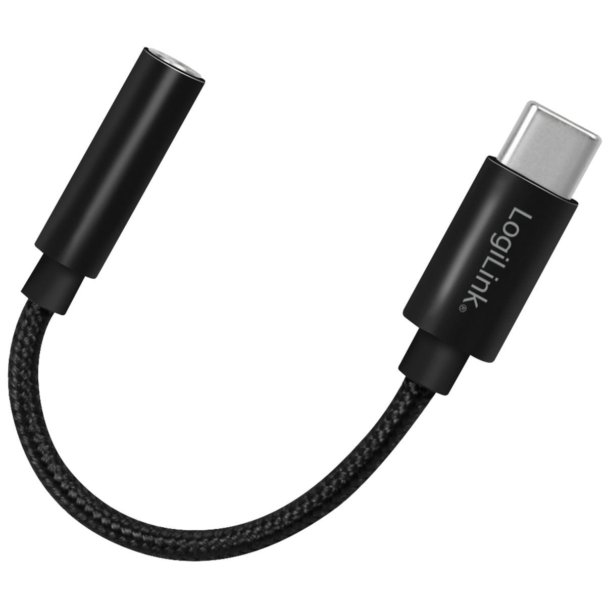 LogiLink LOGILINK USB-C 3.5mm-ljudadapter m DAC 13cm nylonkabel