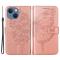 OEM iPhone 14 Plus Plånboksfodral Butterfly Flower Imprinted - Rosa Guld