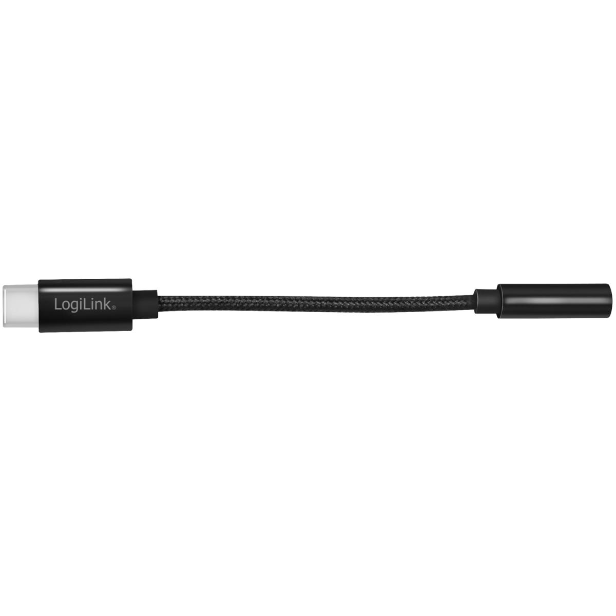 LogiLink LOGILINK USB-C 3.5mm-ljudadapter m DAC 13cm nylonkabel