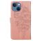 OEM iPhone 14 Plus Plånboksfodral Butterfly Flower Imprinted - Rosa Guld