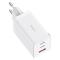 BASEUS Baseus Väggladdare 65W USB/2xUSB-C USB-C Kabel 100W - Vit