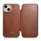ICARER iCarer iPhone 14 Plus Plånboksfodral Magsafe Läder - Brun