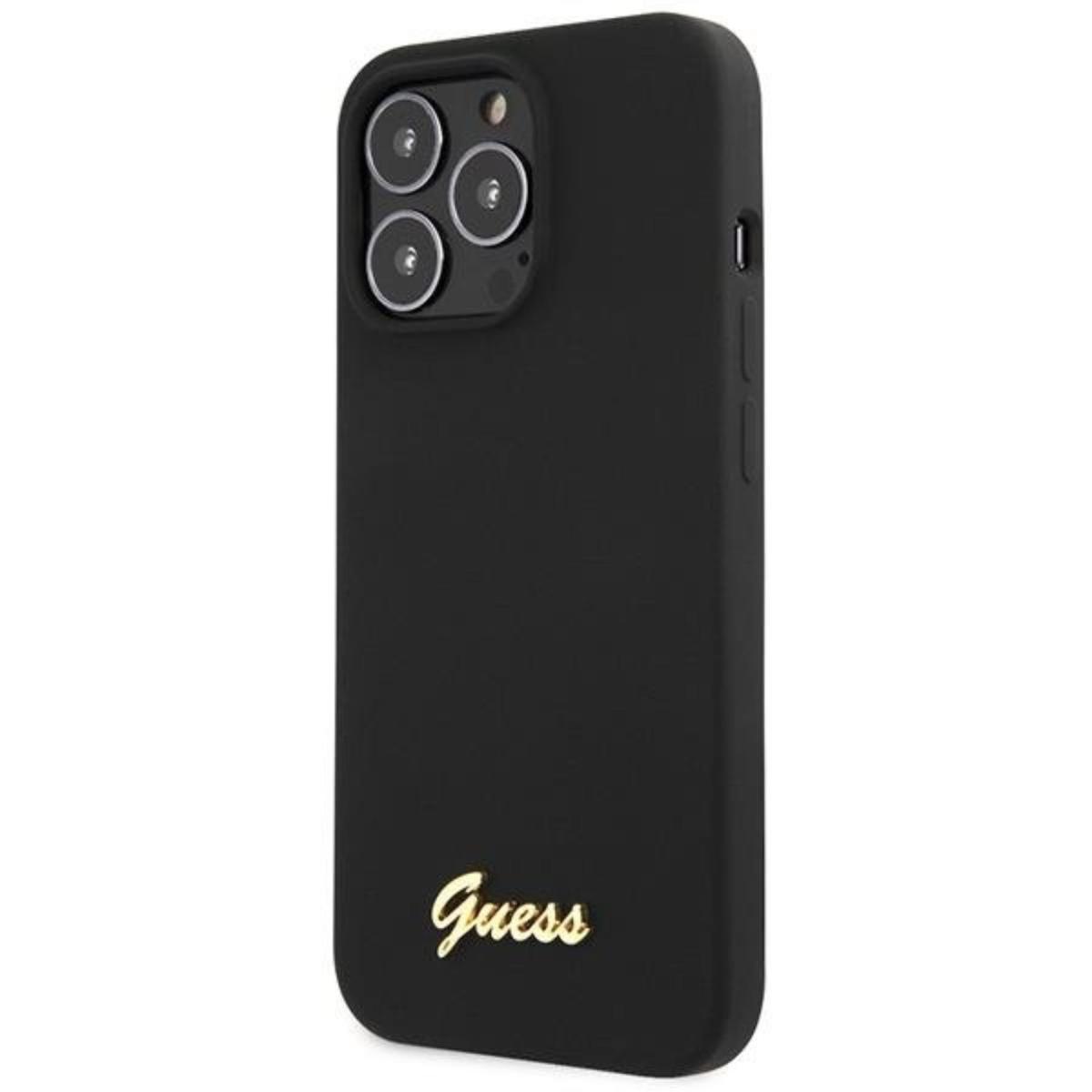 Guess Guess Mobilskal till iPhone 13 Pro Max Script Gold Logo - Svart
