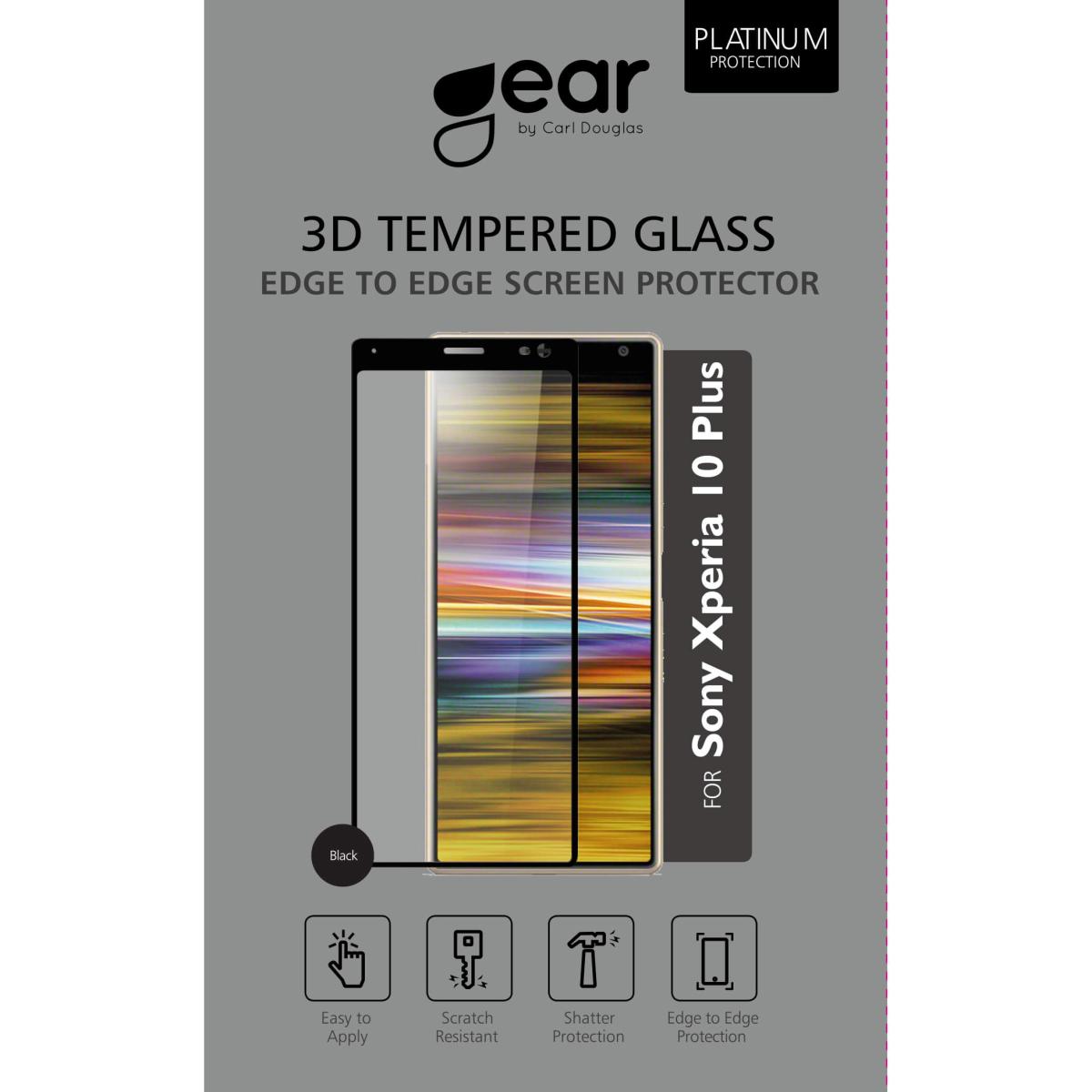 GEAR GEAR Härdat Glas Skärmskydd 3D Full Cover Black Sony Xperia 10 Plus