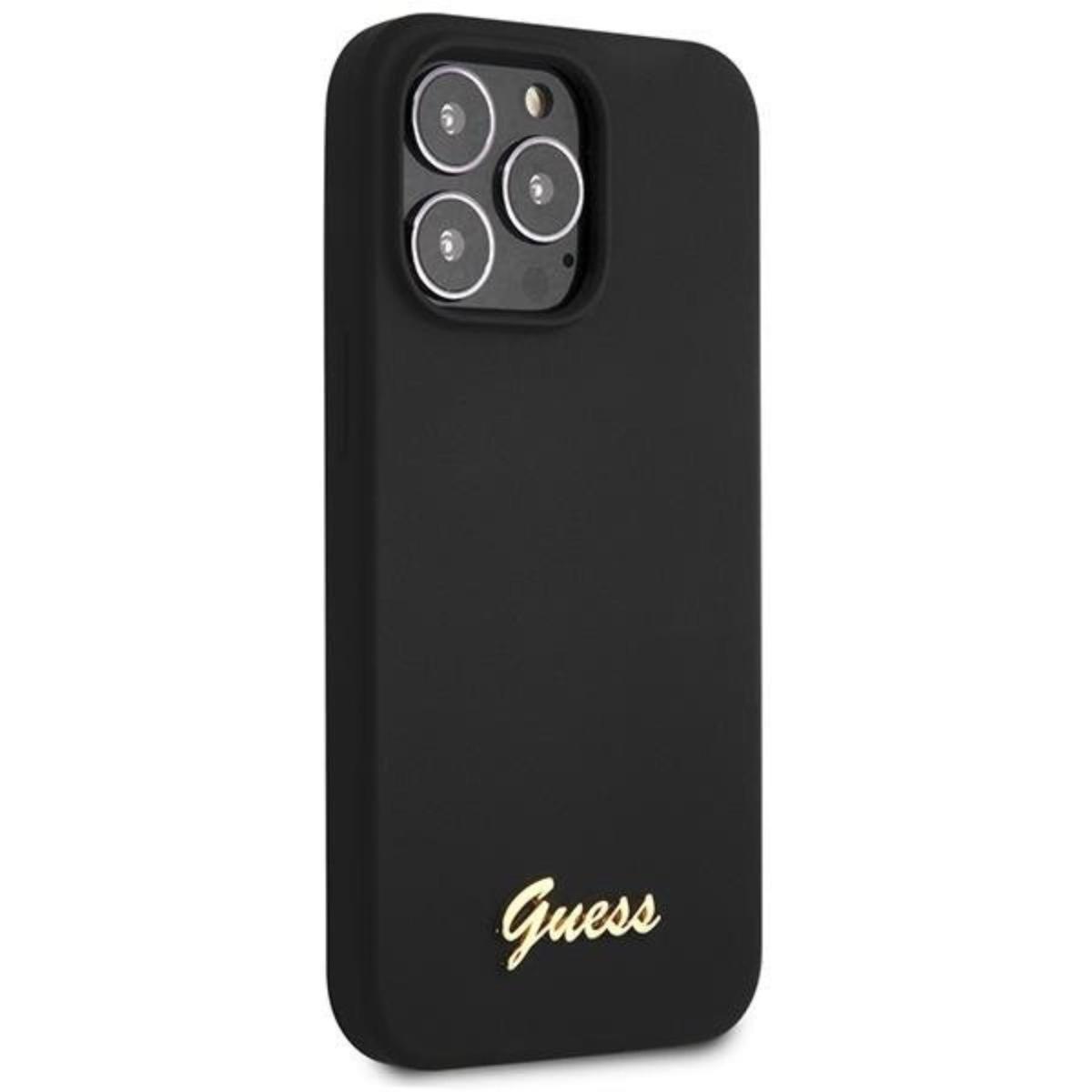 Guess Guess Mobilskal till iPhone 13 Pro Max Script Gold Logo - Svart