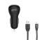GEAR GEAR Laddare 12-24V 2xUSB 2.4A Svart MicroUSB Kabel platt 1m
