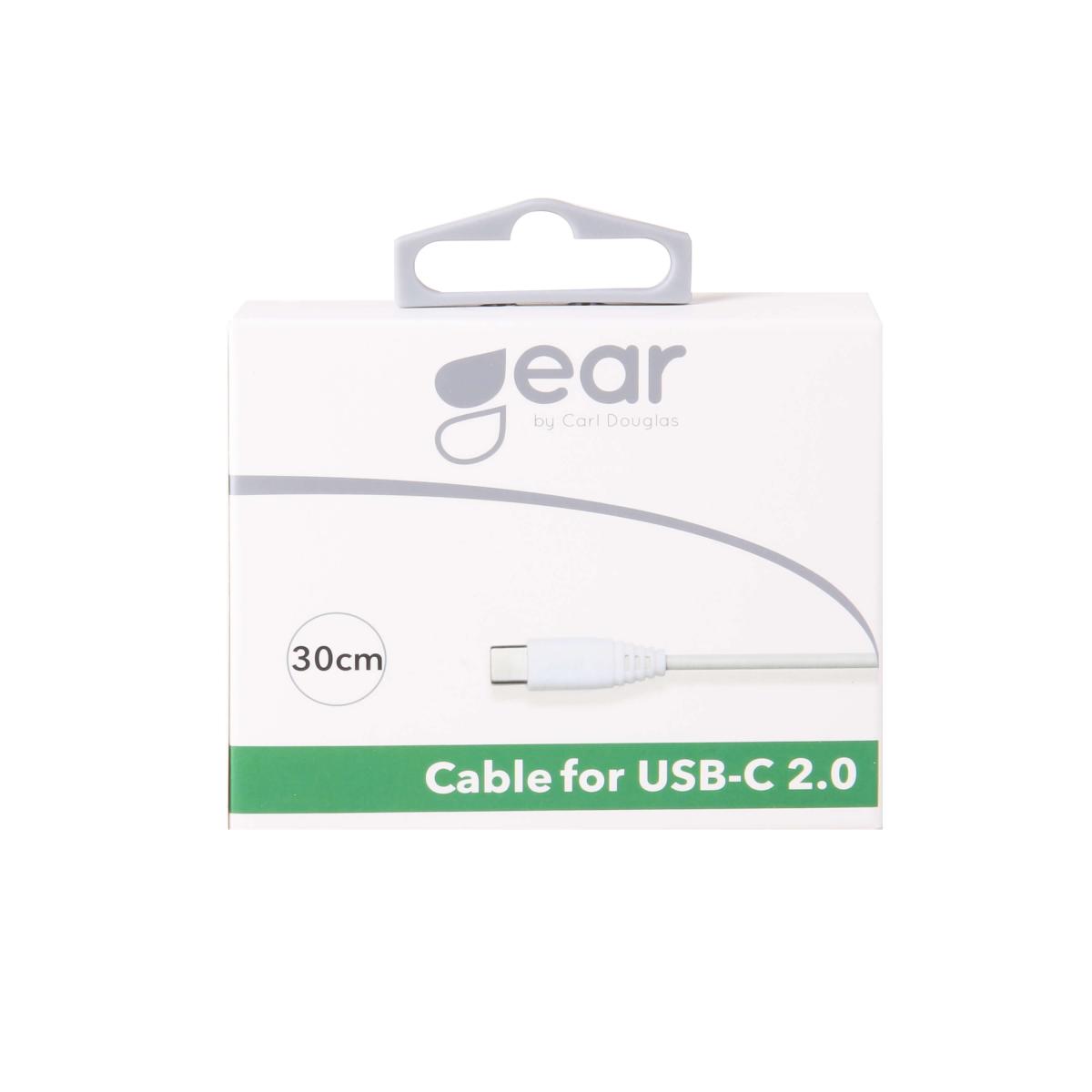 GEAR GEAR Laddkabel USB-C till USB-A kabel 2.0 0.3m Vit Rund