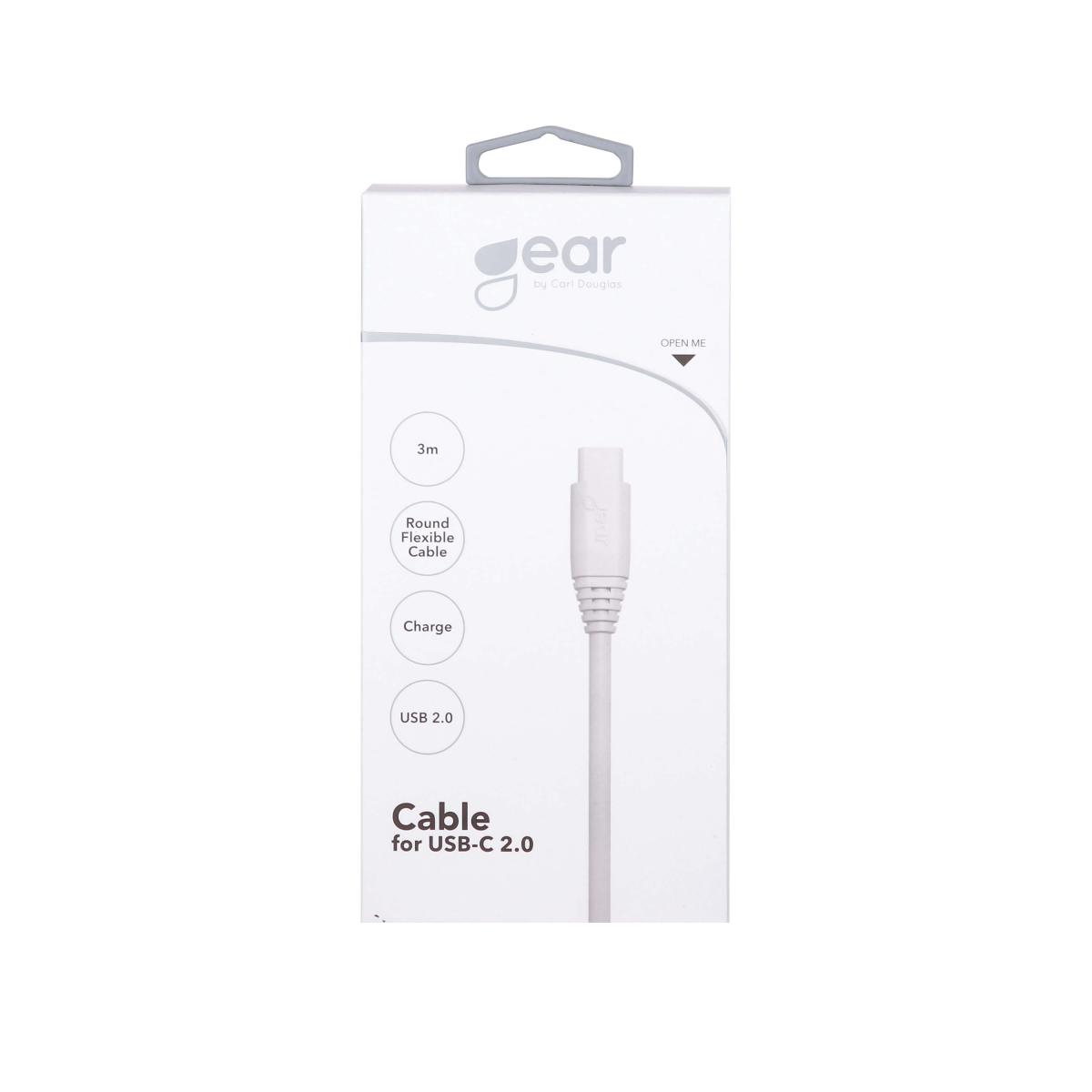 GEAR GEAR Laddkabel USB-C till USB-A kabel 2.0 3m Vit gen2 Rund