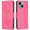 OEM iPhone 14 Plus Plånboksfodral Butterfly Imprinted - Magenta