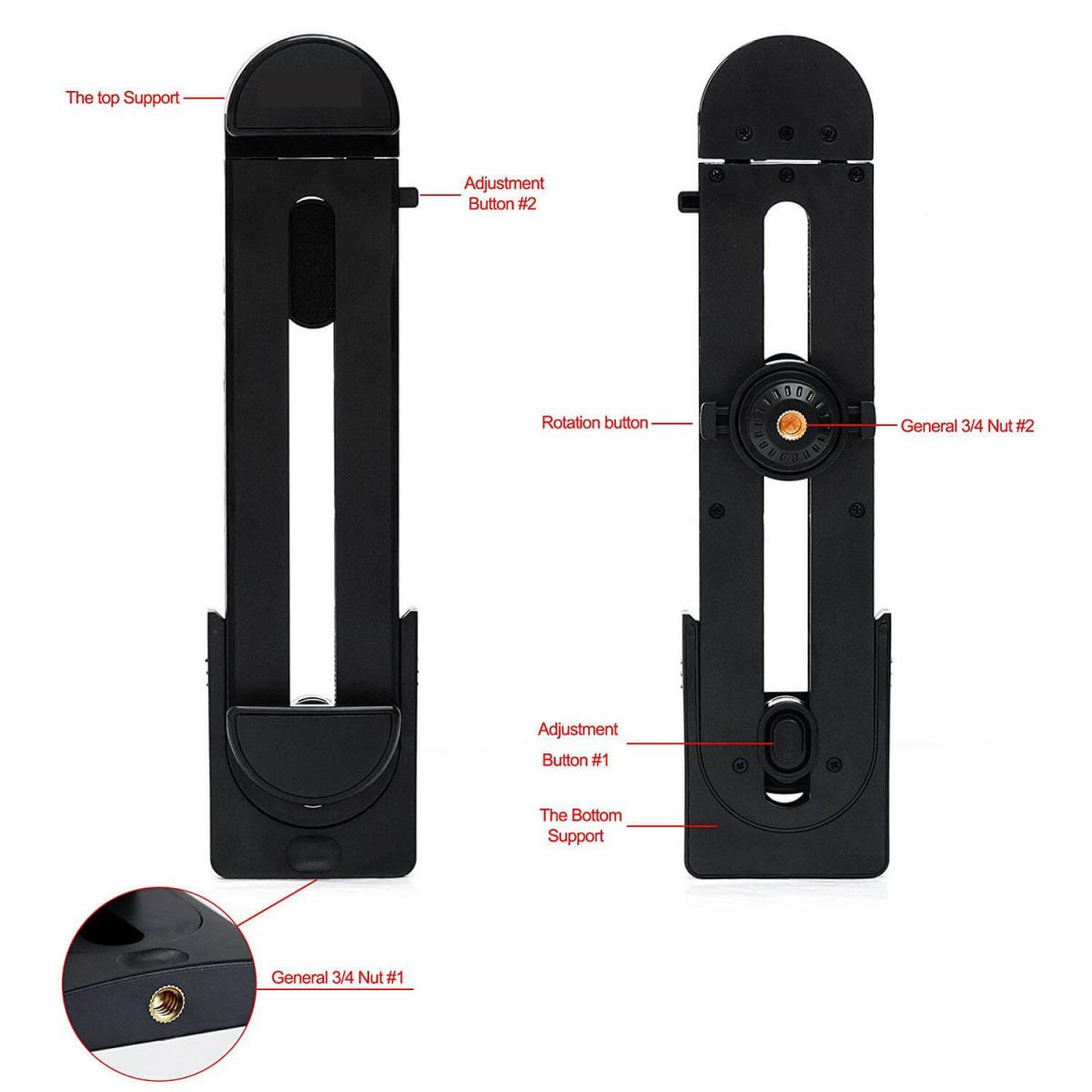 GEAR GEAR Tablethållare Foto för Stativ Svart Med infästning för 1/4