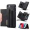 DG.MING iPhone 7/8/SE 2020 Skal DG.MING Magnetic Tri-fold Wallet Med Kickstand - Svart