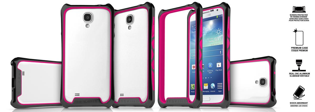 ItSkins ITSkins Toxik Aluminium Bumper till Samsung Galaxy S4 i9500 (Svart-Magenta) + Sk