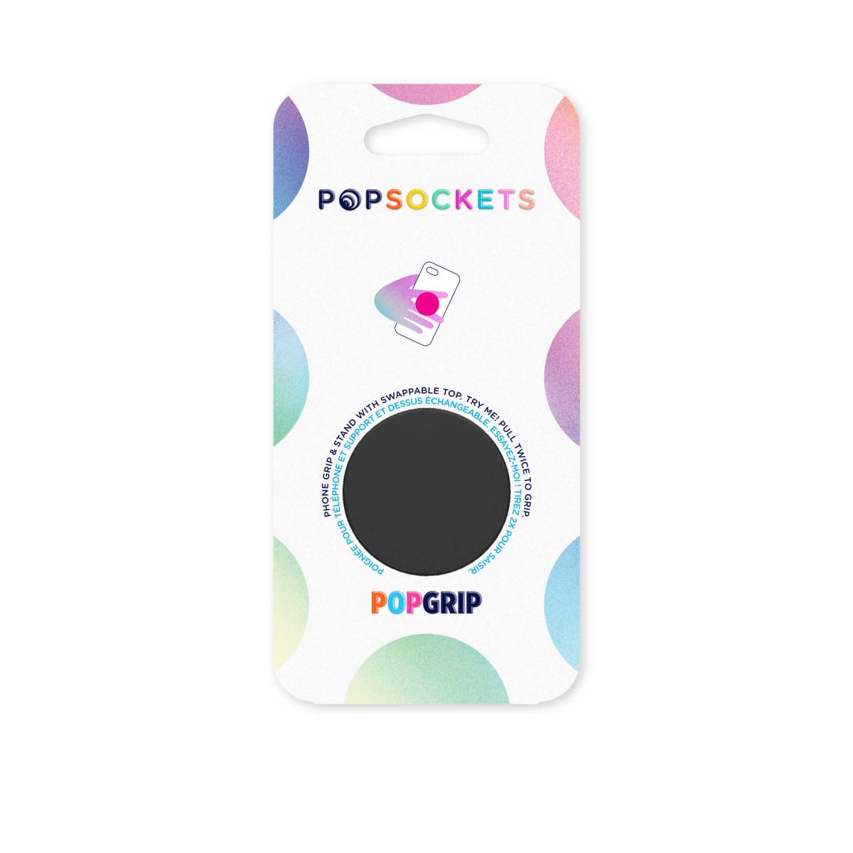 PopSockets POPSOCKETS Black Avtagbart Grip med Ställfunktion