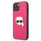 KARL LAGERFELD Karl Lagerfeld Läder Ikonik Karl`s Head Metal Skal iPhone 13 mini - Rosa