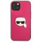 KARL LAGERFELD Karl Lagerfeld Läder Ikonik Karl`s Head Metal Skal iPhone 13 mini - Rosa