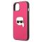 KARL LAGERFELD Karl Lagerfeld Läder Ikonik Karl`s Head Metal Skal iPhone 13 mini - Rosa