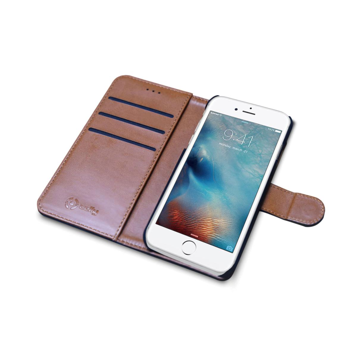 Celly Celly Plånboksfodral till iPhone 7/8/SE 2020 - Svart/Beige