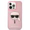KARL LAGERFELD Karl Lagerfeld Glitter Karl`s Head Skal iPhone 13 Pro Max - Rosa