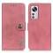KHAZNEH KHAZNEH Textured PU Läder Plånboksfodral Xiaomi 12 Pro - Rosa