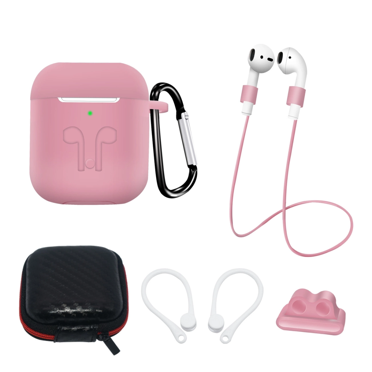 OEM [5-Pack] Airpods 1/2 Tillbehör Set - Rosa