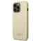 Guess GUESS iPhone 14 Pro Skal Glitter Flakes Script Metal Logo - Guld