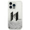 KARL LAGERFELD Karl Lagerfeld iPhone 14 Pro Max Skal Liguid Glitter Big KL Logo - Silver