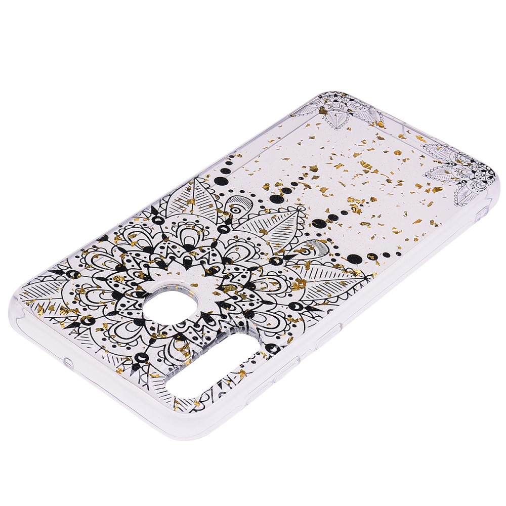 OEM Glitter Mobilskal till Samsung Galaxy A50 - Black Flower