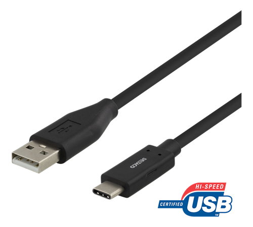 Deltaco DELTACO USB-C till USB-A kabel, 2m, USB 2.0