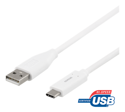 UTGATT1 DELTACO USB-C till USB-A kabel, 2m, USB 2.0