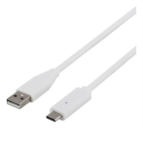 UTGATT1 DELTACO USB 2.0 kabel, USB-A till USB-C ha, 0,25m, vit