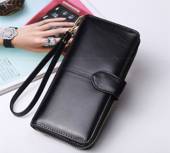 A-One Brand Zipper Clutch Multipurpose Plånbok - Svart