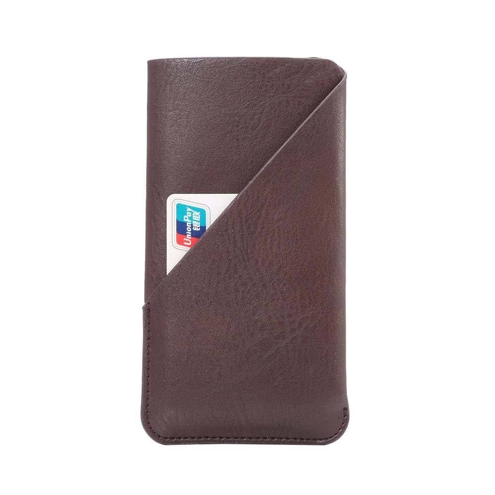 OEM Universalt Pouchfodral med kortficka i konstläder - Brun