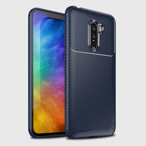 iPaky IPAKY Carbon Fiber Mobilskal till Xiaomi Pocophone F1 - Blå