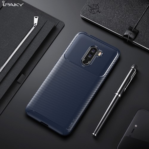 iPaky IPAKY Carbon Fiber Mobilskal till Xiaomi Pocophone F1 - Blå