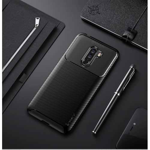 iPaky IPAKY Carbon Fiber Mobilskal till Xiaomi Pocophone F1 - Blå